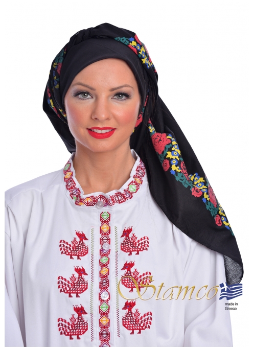 Παραδοσιακό Μαντήλι Βαμβακερό Μαύρο