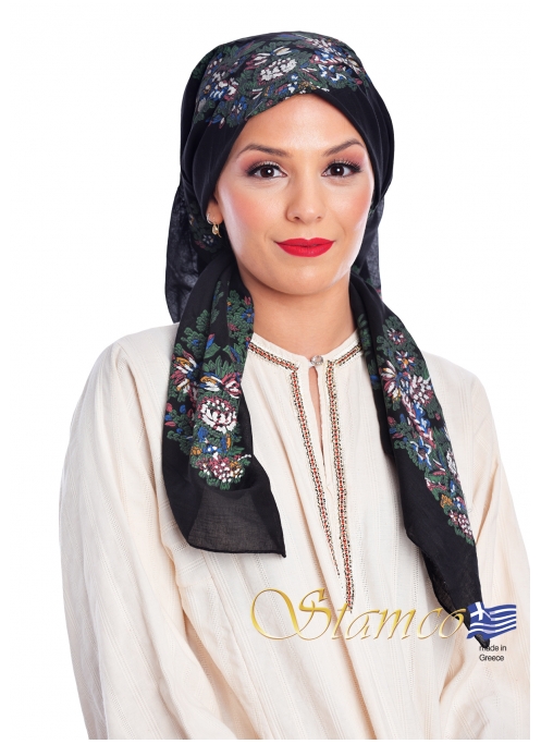 Παραδοσιακό Μαντήλι Βαμβακερό Μαύρο