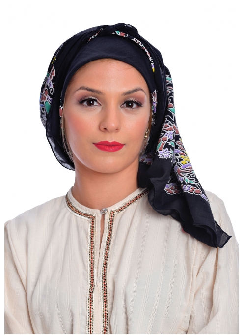 Παραδοσιακό Βαμβακερό Μαντήλι με Τυπωμένα Λουλούδια